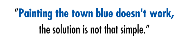 ”Painting the town blue doesn't work, the solution is not that simple.”