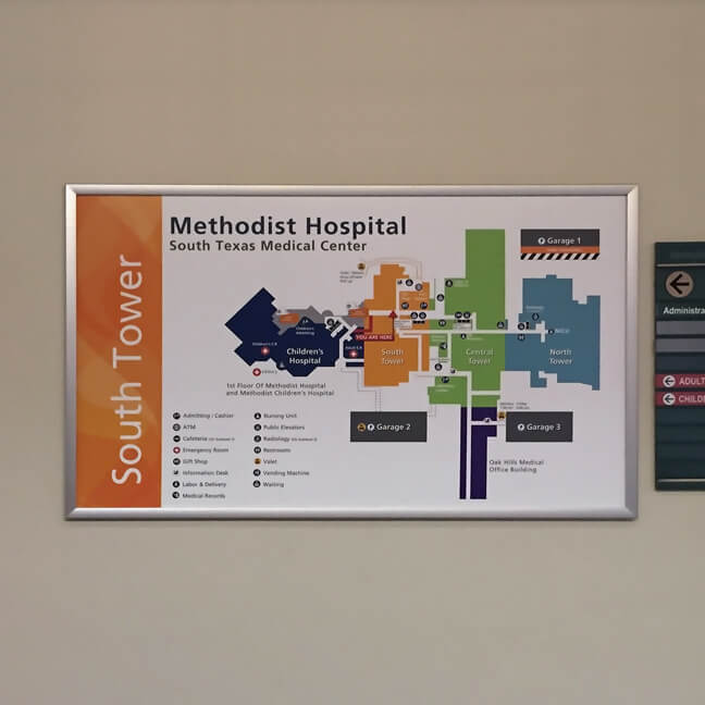 Methodist Healthcare San Antonio - Visitor Campus Map Sign