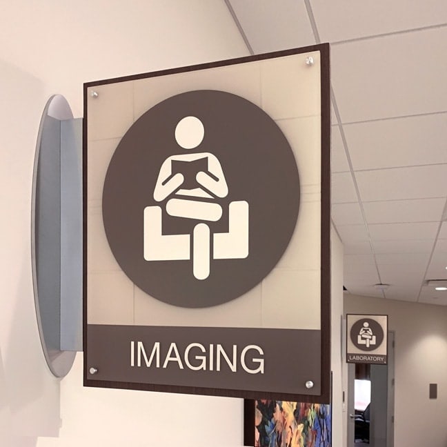 Houston Methodist Baytown Hospital - Interior Projecting Flag Sign PFS: Imaging