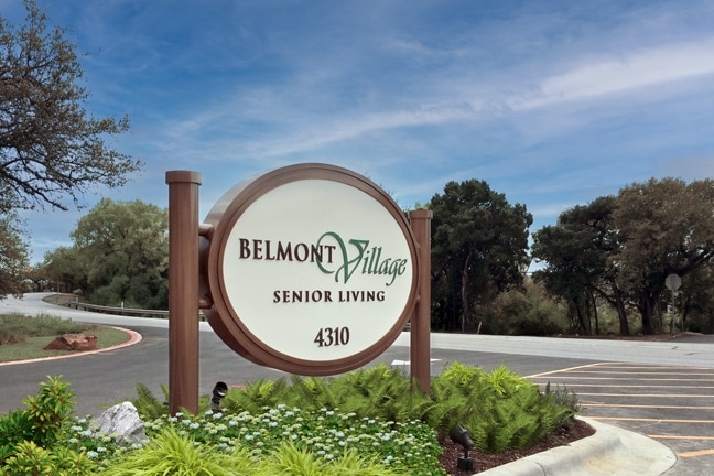 Belmont Village Senior Living - West Lake Hills - Exterior Building Identification Sign BIS