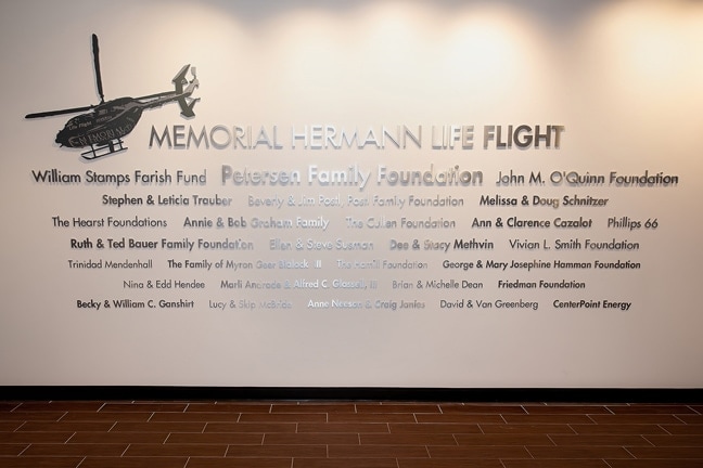 Memorial Hermann Life Flight_Donor Wall Art and Letterforms
