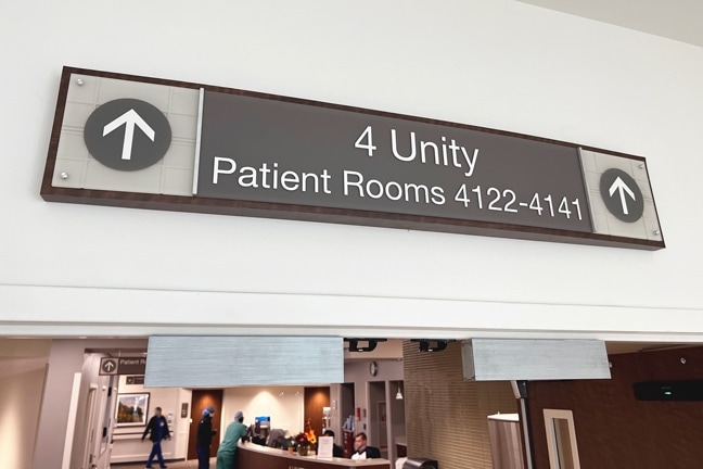Houston Methodist Baytown Hospital (Unity Tower) - Interior Overhead ID Banner (1-Sided) OIB