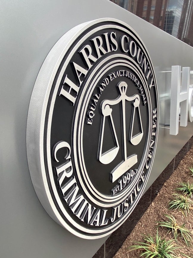Harris County Criminal Justice Center: Exterior Wall Mounted Graphics (Seal Detail) WMG