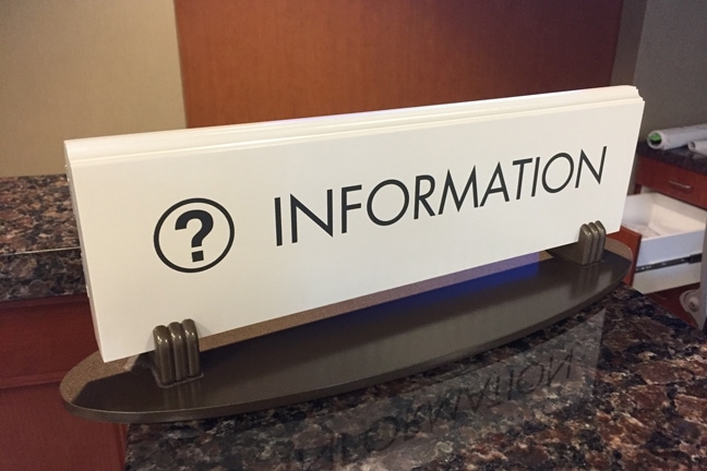 Charleston Gaillard Center - Interior Desk-Bar Sign: Information