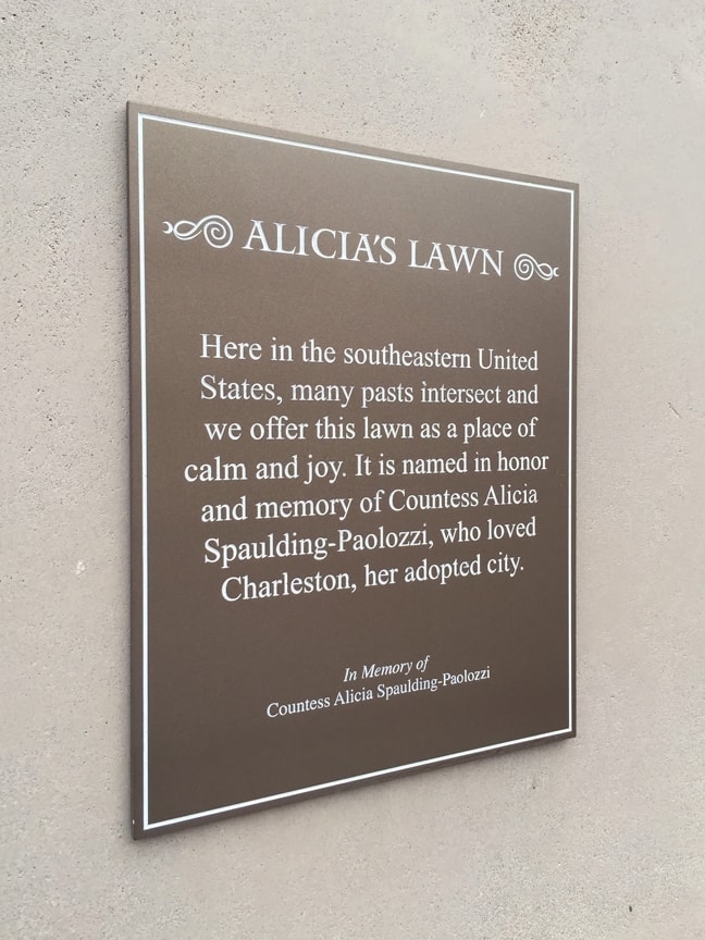 Charleston Gaillard Center - Interior Donor Recognition Plaque: Alicia's Lawn