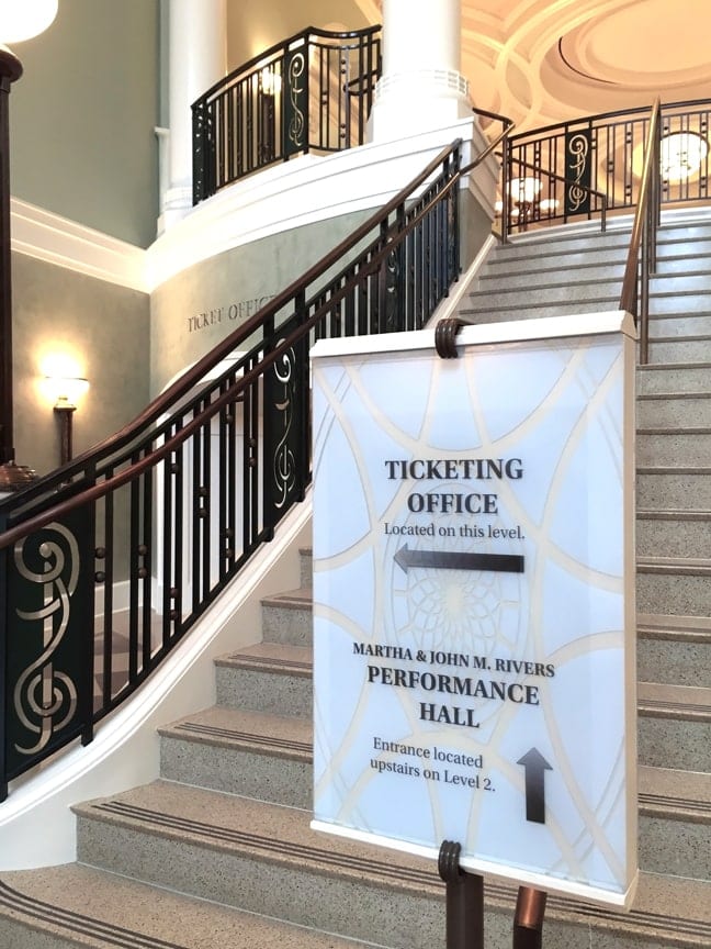 Charleston Gaillard Center - Interior Event Details Sign