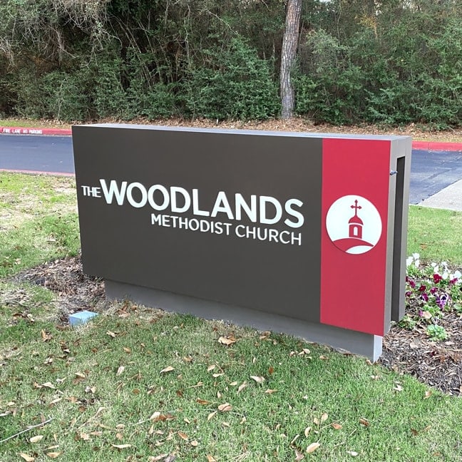 The Woodlands Methodist Church - Exterior Building Identification Monument BIM