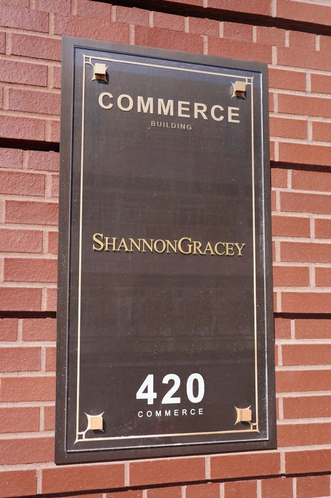 Sundance Square Commerce Building: Exterior Anchor Tenant Plaque ATP