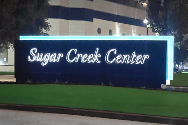 Three Sugar Creek Center - Exterior Main Entrance Identity MEI (Night Time)