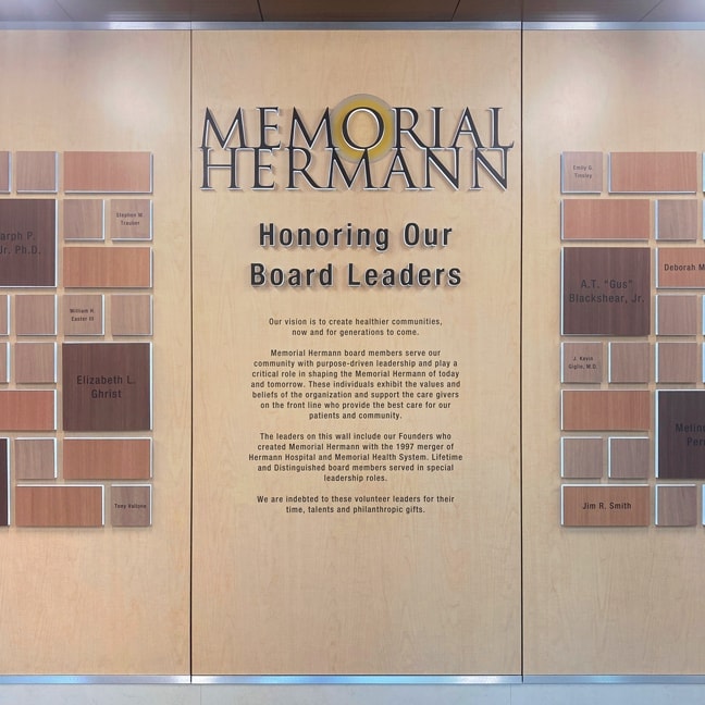 Memorial Hermann: Board Recognition Wall BRW (Center)