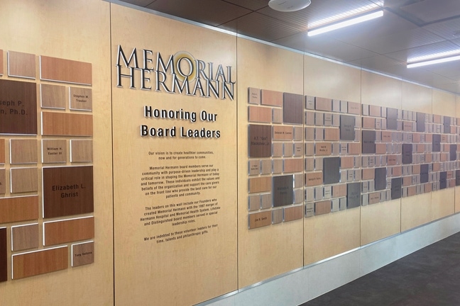 Memorial Hermann: Board Recognition Wall BRW