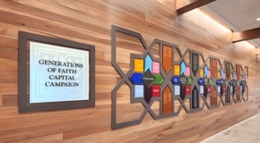 St. Anne Catholic Community: Interior Donor Wall Feature DWF and Title Plaque (Left)