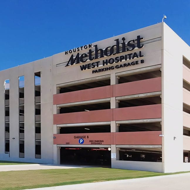 Houston Methodist West Hospital Garage B - Garage Mounted Logo GML and Garage Entrance ID GEI