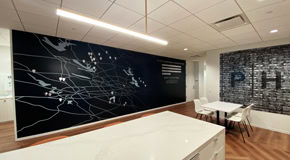 Perry Homes Headquarters: Interior Creative Wall Mosaic CWM.A and Regional Land Map RLM (Level 29)