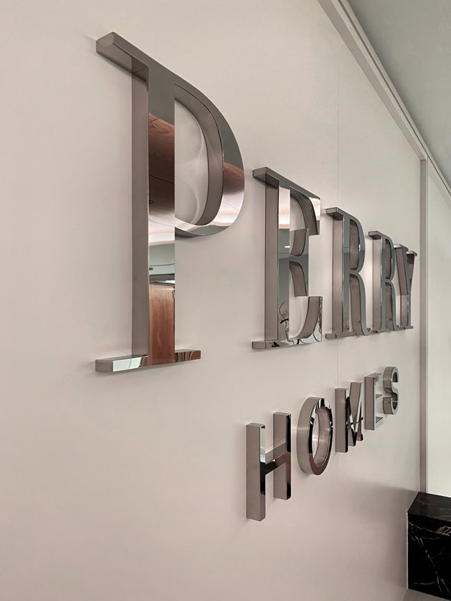 Perry Homes Headquarters: Interior Wall-Mounted Logo WML.C Side Detail (Reception)