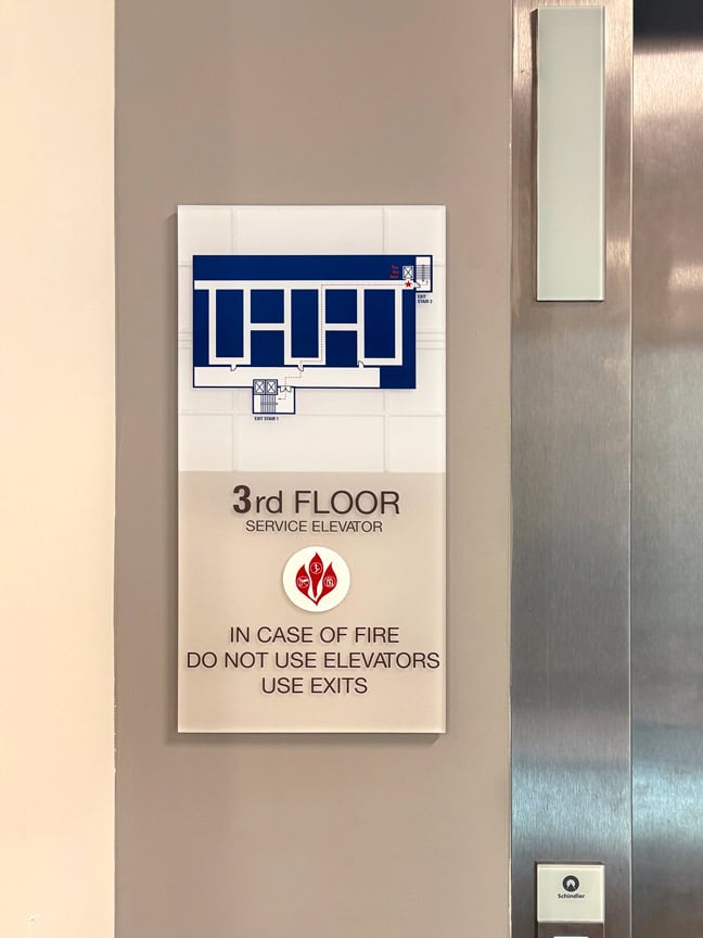 Houston Methodist Cinco Ranch Hospital - Interior Service Elevator Plaque SEP