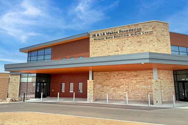 Permian Basin Behavioral Health Center: Exterior Building Mounted Graphics BMG and Wall Mounted Letterforms WML