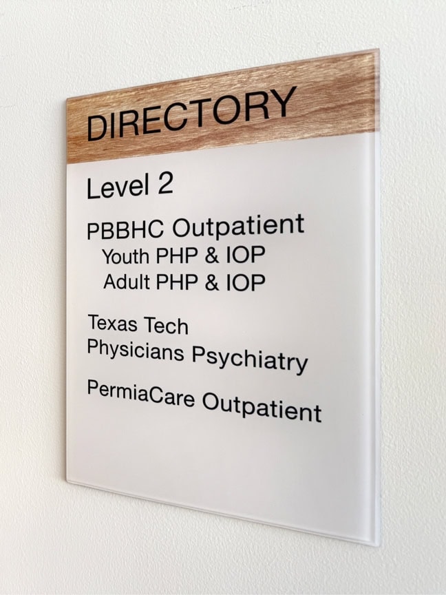 Permian Basin Behavioral Health Center: Interior Elevator Lobby Directory ELD