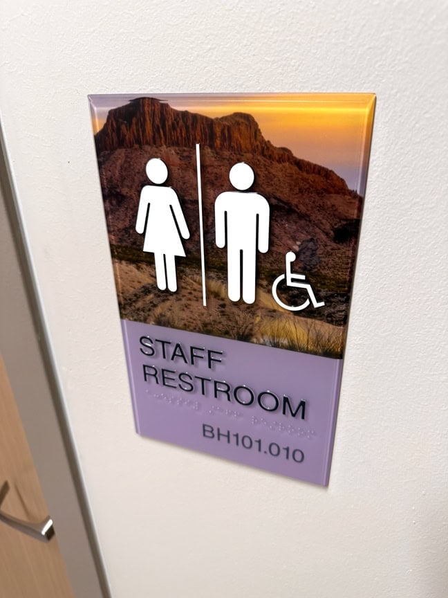Permian Basin Behavioral Health Center: Interior Restroom Plaque RRP